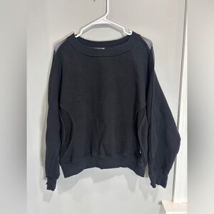 Good American Pullover Sweatshirt Womens 5/2XL Mesh Insert Black USA Made Cotton